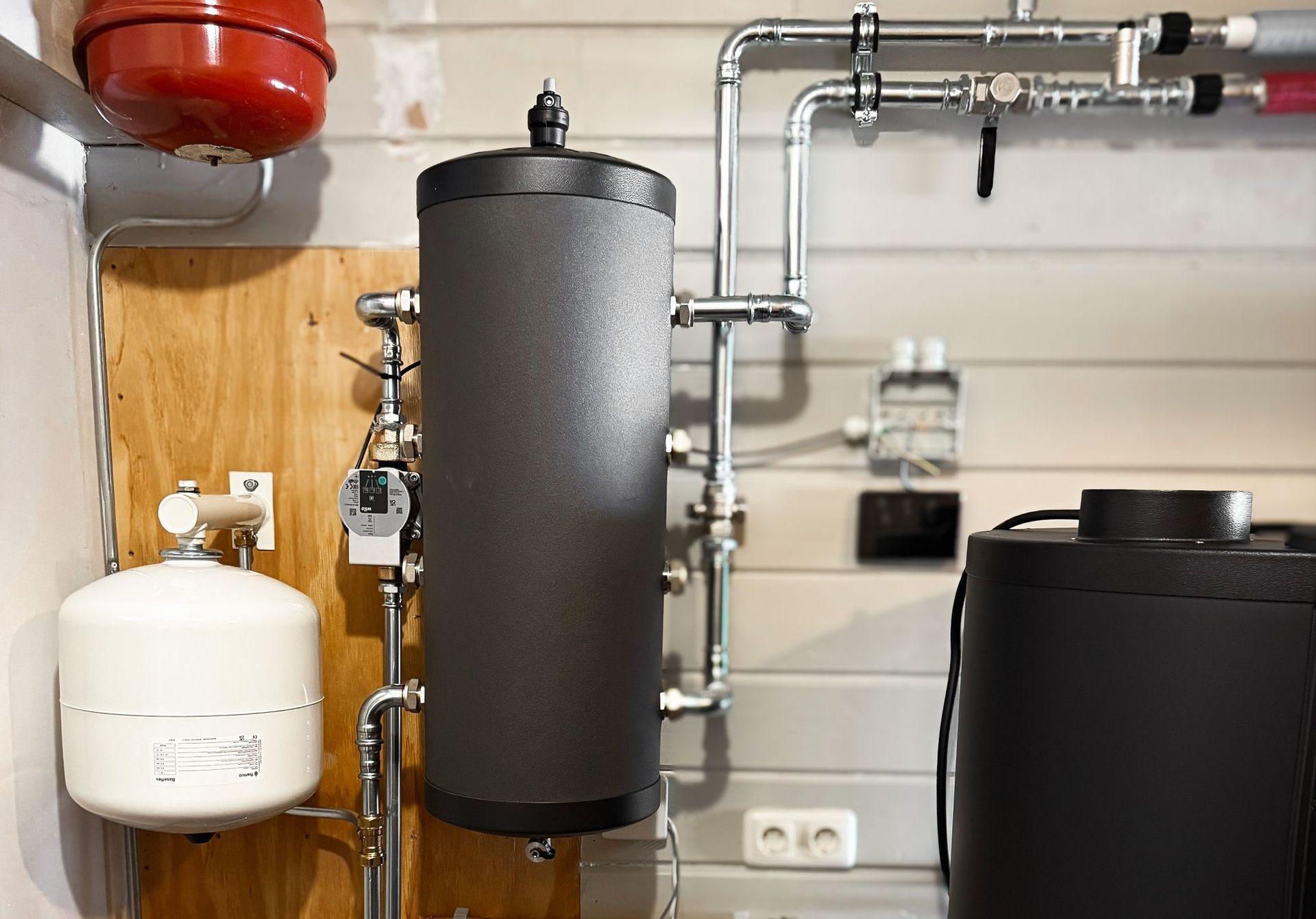 Buffervat installatie van een warmtepomp